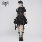 DEVILFASHION Women's Gothic Lace-up Zip Swallow-tailed Vest Black