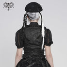 DEVILFASHION Women's Gothic Lace-up Zip Swallow-tailed Vest Black