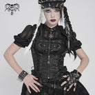 DEVILFASHION Women's Gothic Lace-up Zip Swallow-tailed Vest Black