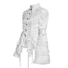 DEVILFASHION Women's Gothic Pinstripe Drawstring Flared Sleeved Shirt White