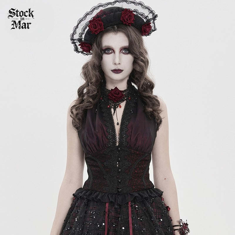 DEVILFASHION Women's Gothic Plunging Cutout Sleeveless Vest