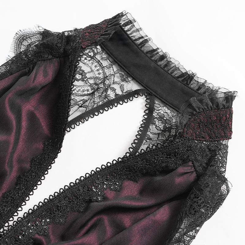 DEVILFASHION Women's Gothic Plunging Cutout Sleeveless Vest