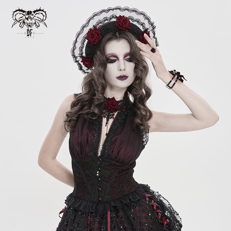 DEVILFASHION Women's Gothic Plunging Cutout Sleeveless Vest