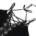 DEVILFASHION Women's Gothic Plunging Pleated Maxi Dress Black