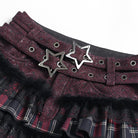 DEVILFASHION Women's Grunge Star Layered Plaid Falbala Shorts