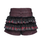 DEVILFASHION Women's Grunge Star Layered Plaid Falbala Shorts