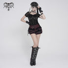 DEVILFASHION Women's Grunge Star Layered Plaid Falbala Shorts