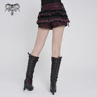 DEVILFASHION Women's Grunge Star Layered Plaid Falbala Shorts