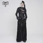 DEVILFASHION Women's Punk Asymmetric Cutout Printed Long Sleeved Shirt