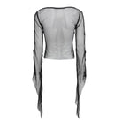 DEVILFASHION Women's Punk Bat Cross Mesh Top