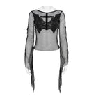 DEVILFASHION Women's Punk Bat Cross Mesh Top