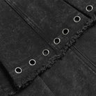 DEVILFASHION Women's Punk Cross Eyelets High/Low Pleated Skirt