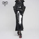 DEVILFASHION Women's Punk Eyelet Straps Zip Long Skirt