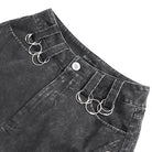 DEVILFASHION Women's Punk Eyelets Layered Ripped Pants