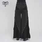 DEVILFASHION Women's Punk Eyelets Layered Ripped Pants
