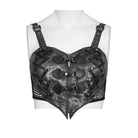 DEVILFASHION Women's Punk Heart Buckle-up Zip Bustier
