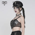 DEVILFASHION Women's Punk Heart Buckle-up Zip Bustier