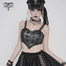 DEVILFASHION Women's Punk Heart Buckle-up Zip Bustier