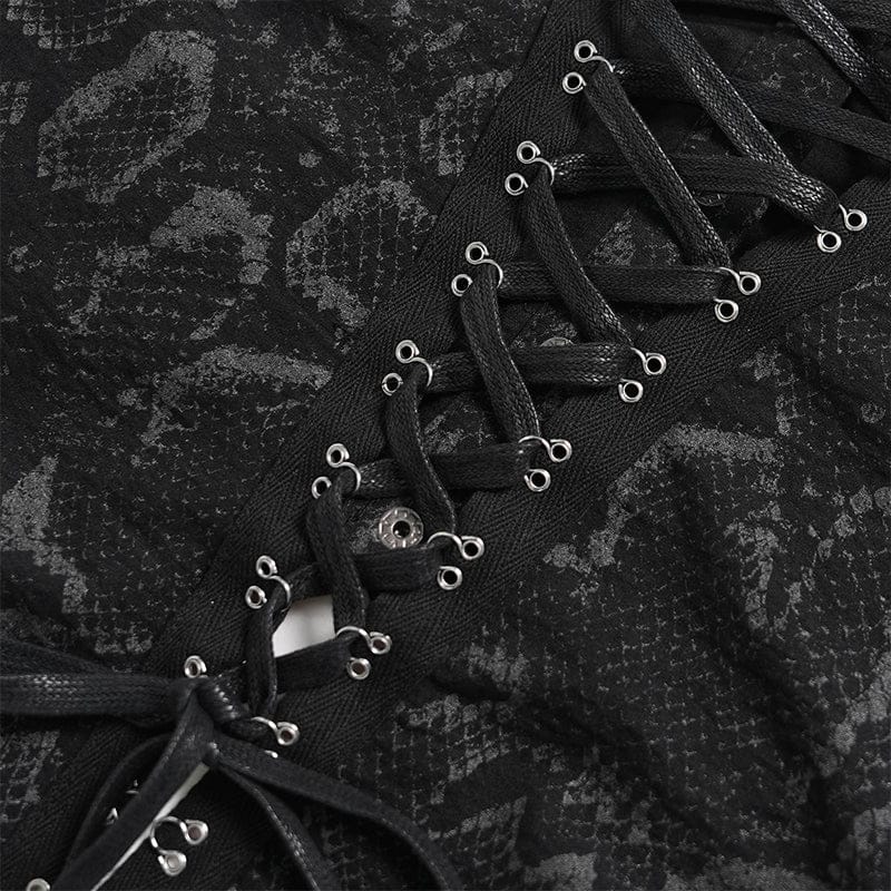 DEVILFASHION Women's Punk Irregular Chained Off Shoulder Vest