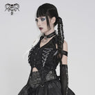 DEVILFASHION Women's Punk Irregular Chained Off Shoulder Vest