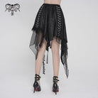 DEVILFASHION Women's Punk Irregular Chained Streamer Skirt
