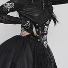 DEVILFASHION Women's Punk Irregular Cross Skull Zip Underbust Corset
