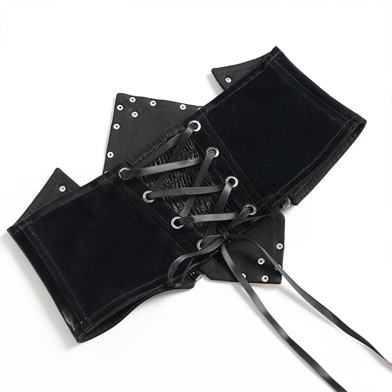 DEVILFASHION Women's Punk Irregular Cross Skull Zip Underbust Corset