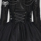 DEVILFASHION Women's Punk Irregular Cross Skull Zip Underbust Corset