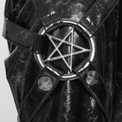 DEVILFASHION Women's Punk Irregular Eyelets & Rings Turn-down Collar Jacket Black