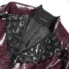 DEVILFASHION Women's Punk Irregular Eyelets & Rings Turn-down Collar Jacket Black-Red