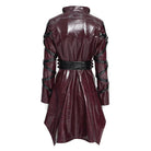 DEVILFASHION Women's Punk Irregular Eyelets & Rings Turn-down Collar Jacket Black-Red