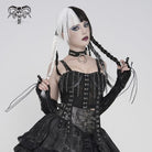 DEVILFASHION Women's Punk Lace-up Strappy Chained Bustier