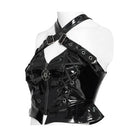 DEVILFASHION Women's Punk Pentacle Buckle-up Strap Zip Vest
