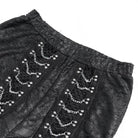 DEVILFASHION Women's Punk Rivets Chained Mesh Pants