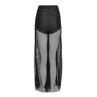 DEVILFASHION Women's Punk Rivets Chained Mesh Pants