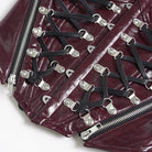 DEVILFASHION Women's Punk Studded Zip Lace-up Overbust Corset Red