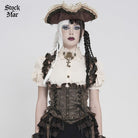 DEVILFASHION Women's Steampunk Lace-up Zip Swallow-tailed Vest Bronze