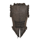 DEVILFASHION Women's Steampunk Lace-up Zip Swallow-tailed Vest Bronze
