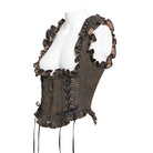 DEVILFASHION Women's Steampunk Lace-up Zip Swallow-tailed Vest Bronze
