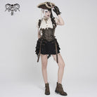 DEVILFASHION Women's Steampunk Lace-up Zip Swallow-tailed Vest Bronze
