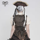 DEVILFASHION Women's Steampunk Lace-up Zip Swallow-tailed Vest Bronze