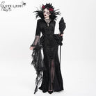EVA LADY Women's Custom-made Gothic Feather Chain Plunging Long Sleeved Gown