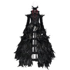 EVA LADY Women's Custom-made Gothic Lace-up Feather Slip Gown with Neckpiece & Sleeves