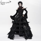 EVA LADY Women's Custom-made Gothic Lace-up Feather Slip Gown with Neckpiece & Sleeves
