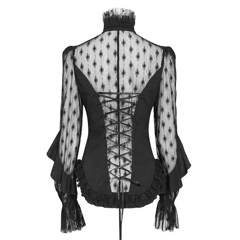 Camisa transparente de encaje floral estilo gótico para mujer de EVA LADY