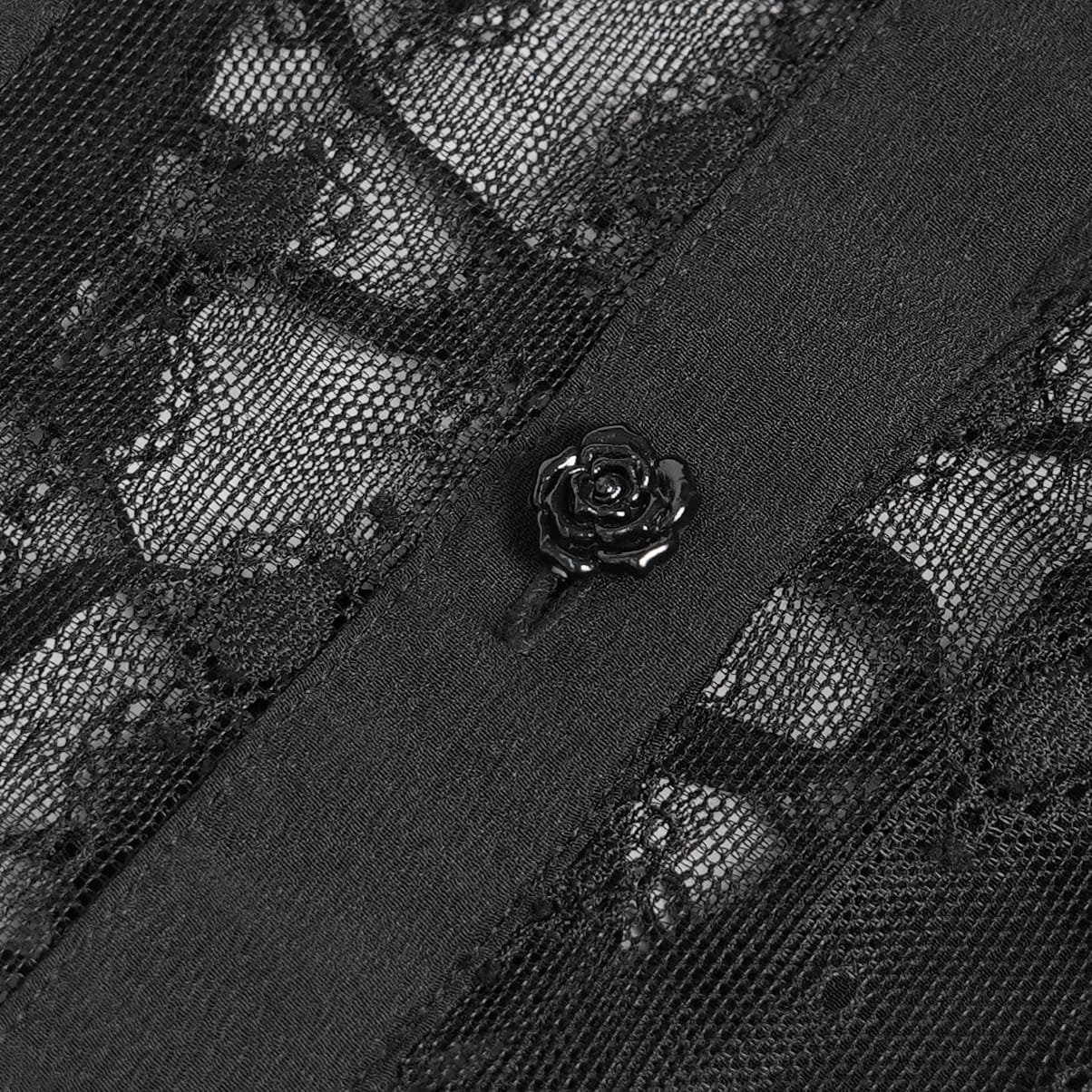 Camisa transparente de encaje floral estilo gótico para mujer de EVA LADY