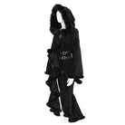 EVA LADY Women's Gothic Asymmetric Buckle Strap Hooded Jacquard Coat