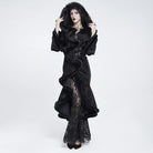 EVA LADY Women's Gothic Asymmetric Buckle Strap Hooded Jacquard Coat