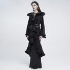 EVA LADY Women's Gothic Asymmetric Buckle Strap Hooded Jacquard Coat