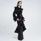 EVA LADY Women's Gothic Asymmetric Buckle Strap Hooded Jacquard Coat